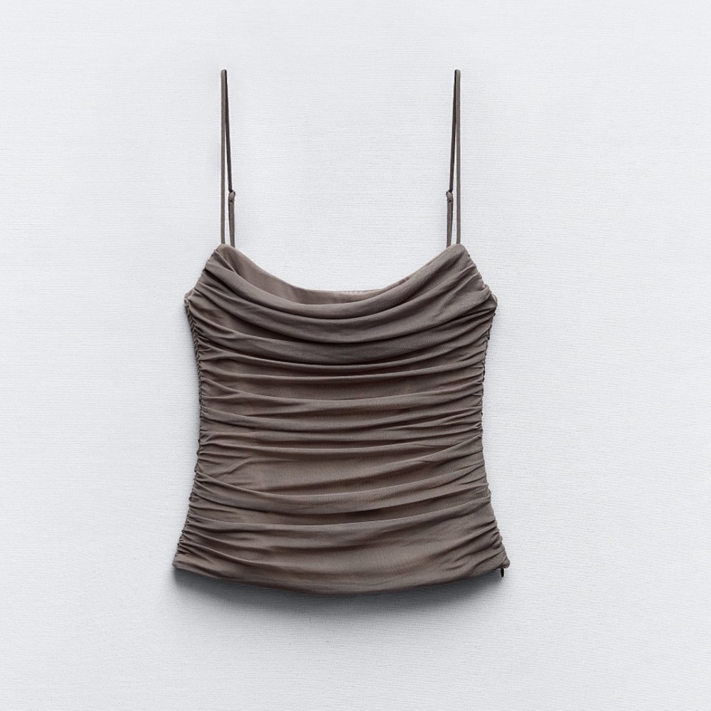 NWT Zara Draped Tulle Top